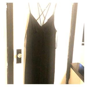 Black cross cross long dress